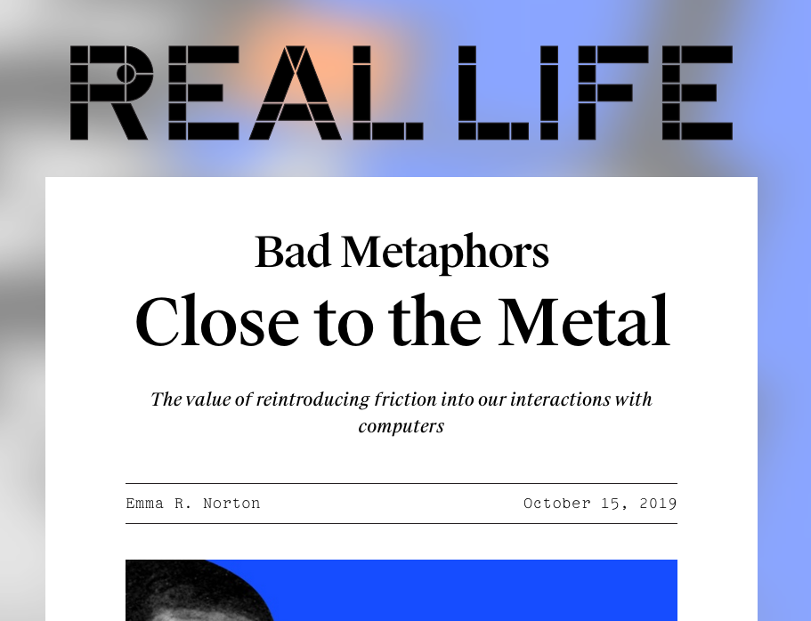 screenshot of Real Life Magazine article